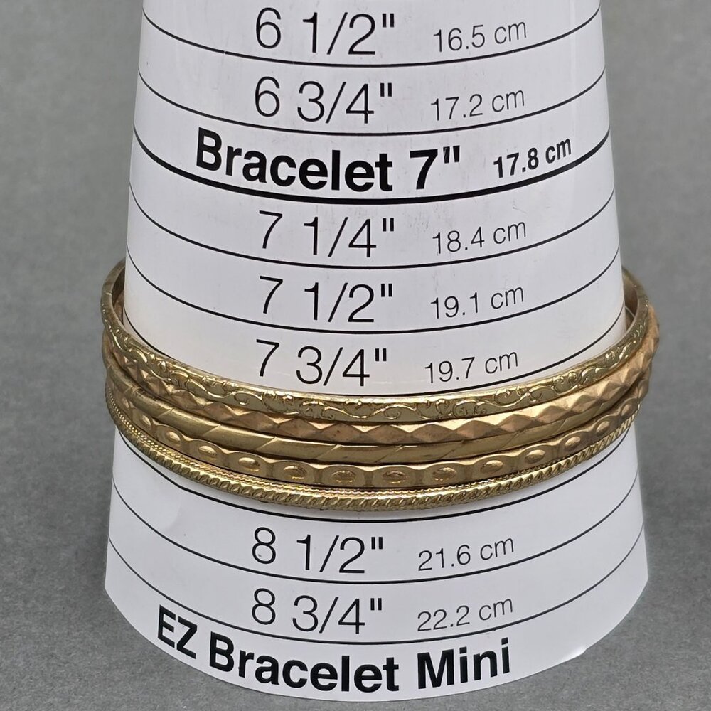 VTG Gold Tone Textured Bangle Bracelets 7" 50s Stackable Eclectic Lot Of 5 - Picture 3 of 4